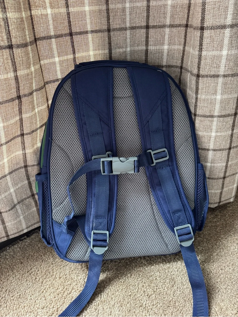 Pottery Barn Kids Navy & Green Striped Backpack with Tennis Graphic